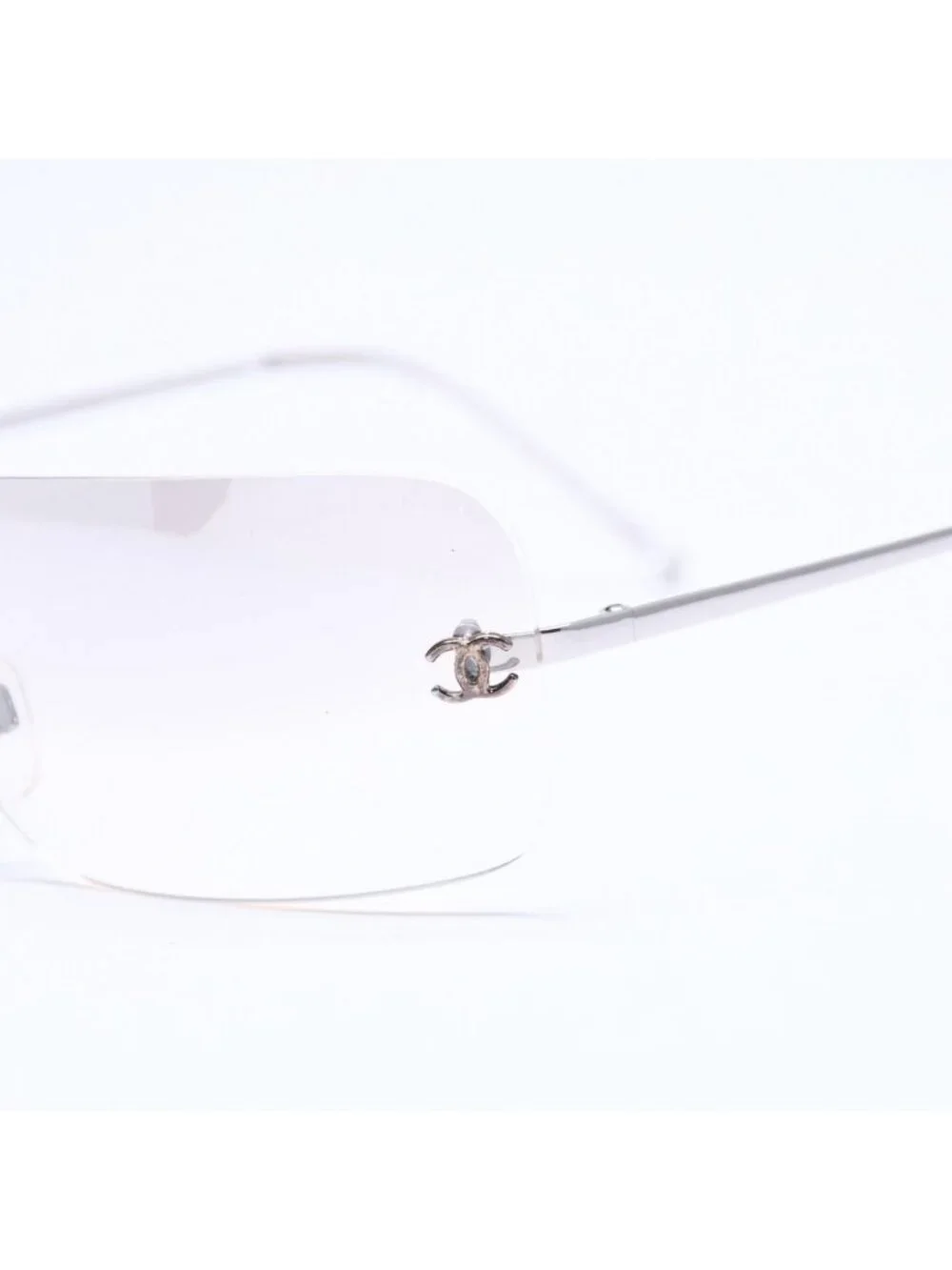 Chanel Rimless Sunglasses CC Logo Gradient Eyewear Silver